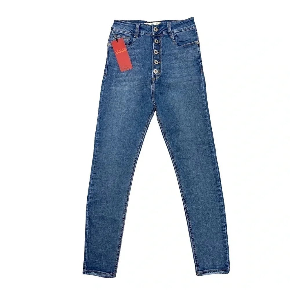 Colombian Jeans High Waisted Button fly Skinny Stretch Denim Women’s Size 7